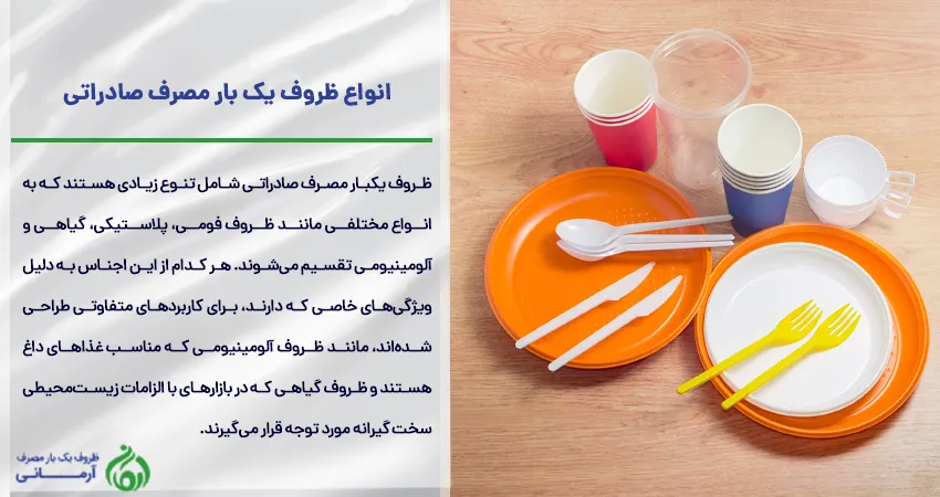 انواع ظروف یک بار مصرف صادراتی