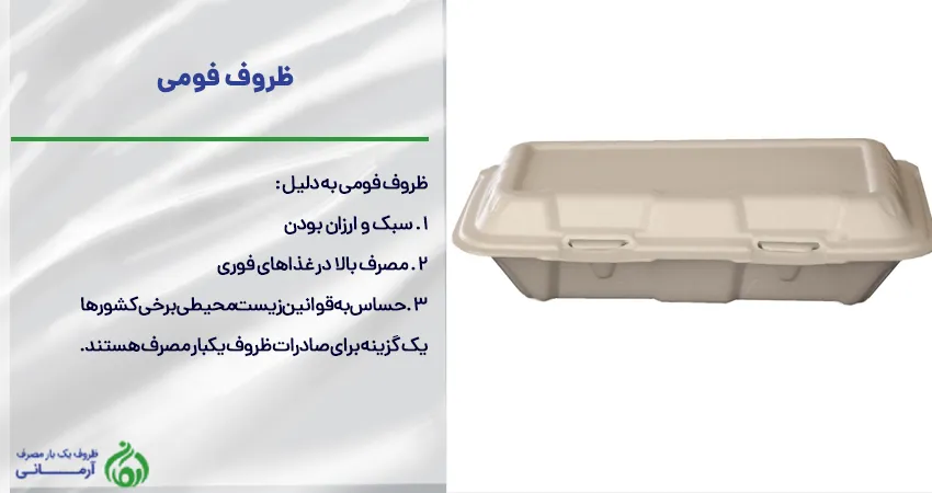 صادرات ظروف یکبار مصرف فومی