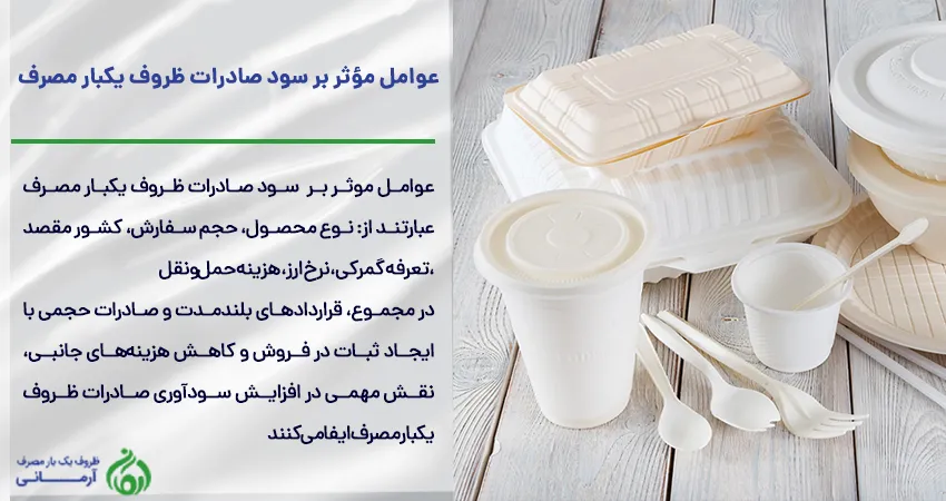 عوامل موثر سود صادرات ظروف یکبار مصرف