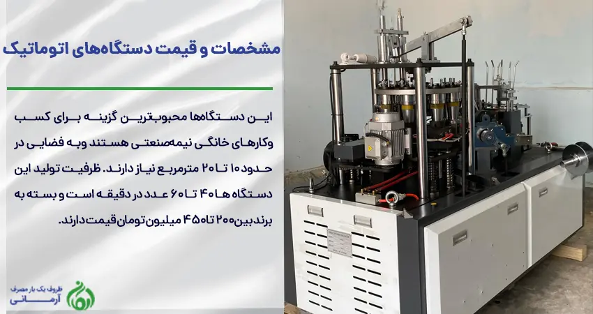 قیمت دستگاه‌های اتوماتیک تولید لیوان کاغذی