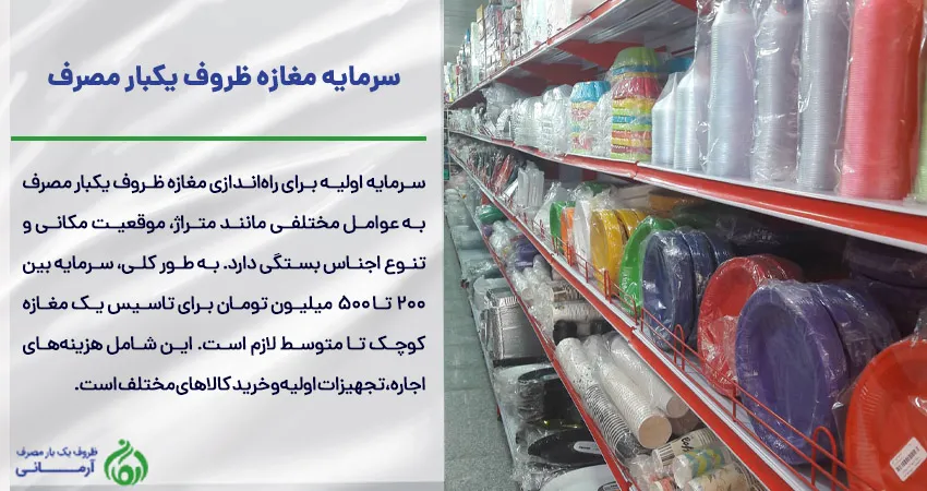 سرمایه مغازه ظروف یکبار مصرف
