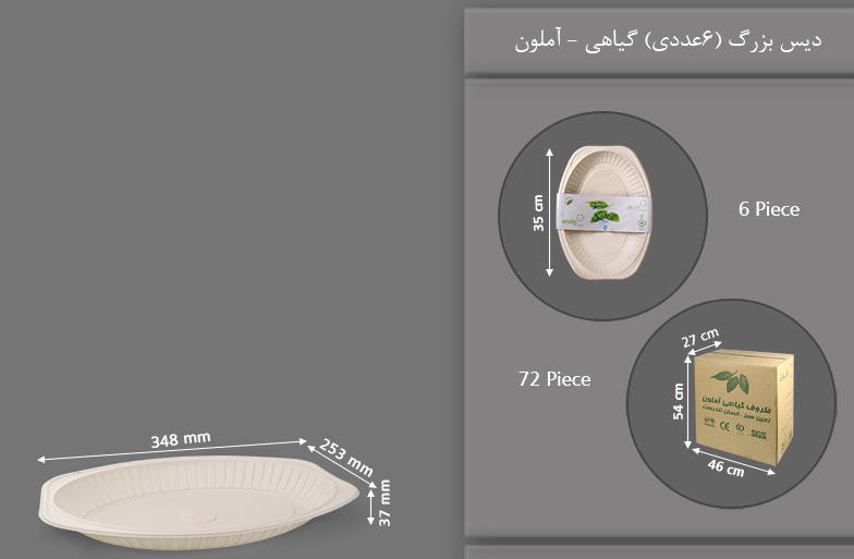 دیس گیاهی بزرگ یکبار مصرف آملون